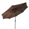 Hiland Solar Market Umbrella with LED Lights in Tan MK-UMB-T